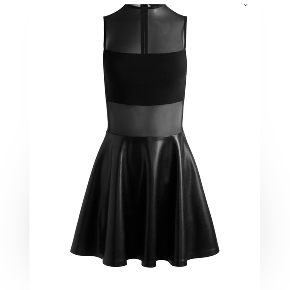 BRAND NEW W TAGS ✨Alice + Olivia Black CHARA VEGAN Leather MINI DRESS Mini Dress - Picture 8 of 13